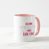 POM MOM Schattige Pompom Typografie Twee Tons Mok (Voorkant rechts)