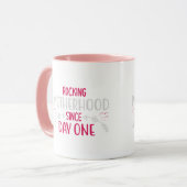 POM MOM Schattige Pompom Typografie Twee Tons Mok (Voorkant links)