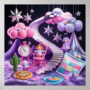 Pom Pom Clouds Dromerig Surrealistisch Poster