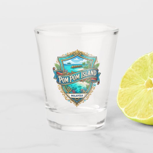 Pom Pom Eiland Maleisië Shot Glas (Voorkant)
