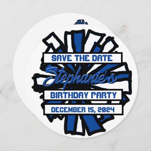 Pom Pom Flat Uitnodiging, #2 Kaart (Voorkant / Achterkant)