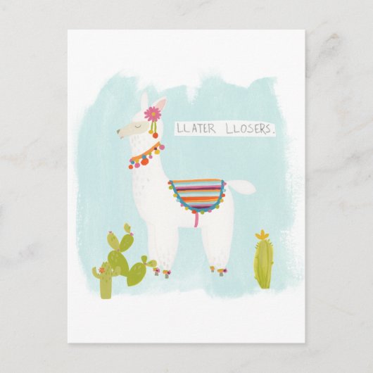 Pom Pom Llama Rama- Llater Llosers Briefkaart (Voorkant)