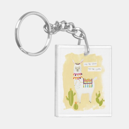 Pom Pom Llama Rama - Sparen de Drama voor Uw Llama Sleutelhanger (Voorkant Links)