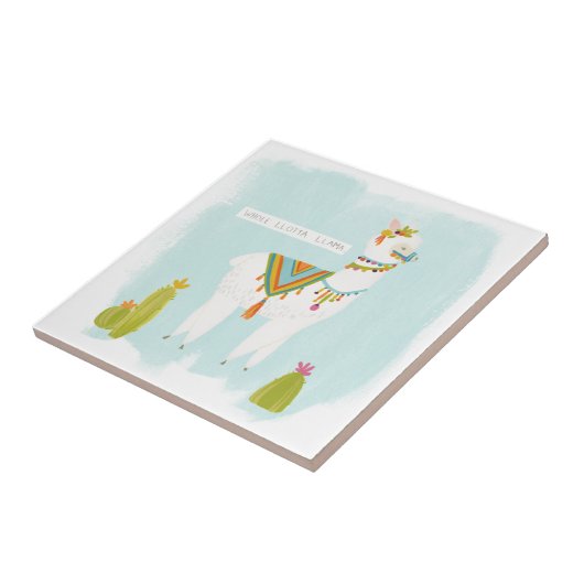 Pom Pom Llama Rama - Whole Lotta Llama Tegeltje (Zijkant)