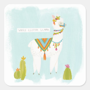 Pom Pom Llama Rama - Whole Lotta Llama Vierkante Sticker