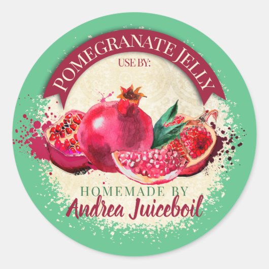 Pom pomegranate vruchtengepersonaliseerde conserve ronde sticker (Voorkant)