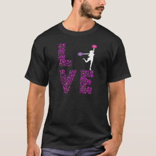 Pom Poms Cheer Girl Love Leopard Cheerlead Chee T-shirt