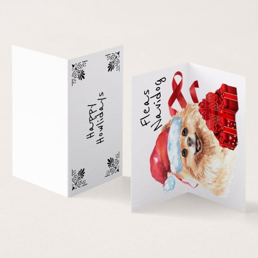 Pom Santa kerstmis sack rode geschenken linten DIY Kaart (Binnen en buitenkant)