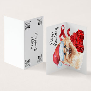 Pom Santa xmas sack red giften ribbons DIY wish Kaart