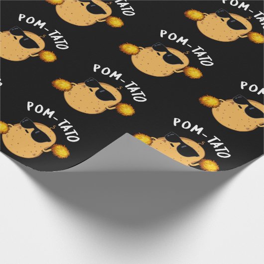 Pom-tato Funny Potato Pun Dark BG Cadeaupapier (Hoek)