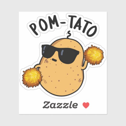 Pom-tato Funny Potato Pun Sticker (Vel)