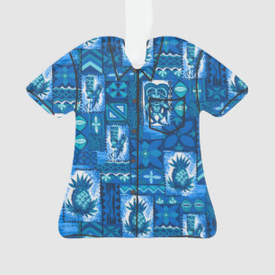 Pomaika’i Tiki Hawaiian Tapa Aloha Shirt Ornament