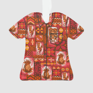 Pomaika’i Tiki Hawaiian  Tapa Aloha Shirt Ornament