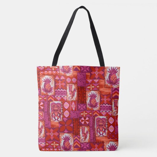 Pomaika’i Tiki Hawaiian  Tapa Beach Bag Tote Bag (Voorkant)