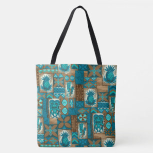 Pomaika’i Tiki Hawaiian  Tapa Beach Bag Tote Bag