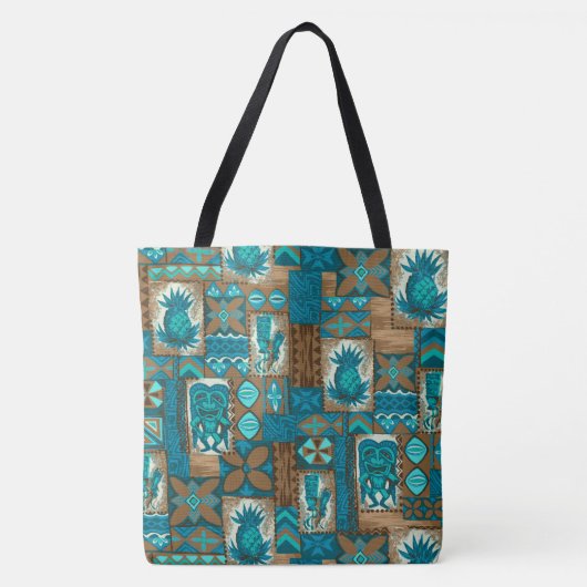 Pomaika’i Tiki Hawaiian  Tapa Beach Bag Tote Bag (Voorkant)