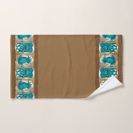 Pomaika’i Tiki Hawaiian Tapa Coordinate - Brown Bad Handdoek (Handdoek)