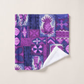Pomaika’i Tiki Hawaiian Tapa Coordinate - Paars Bad Handdoek (Wasdoekje)