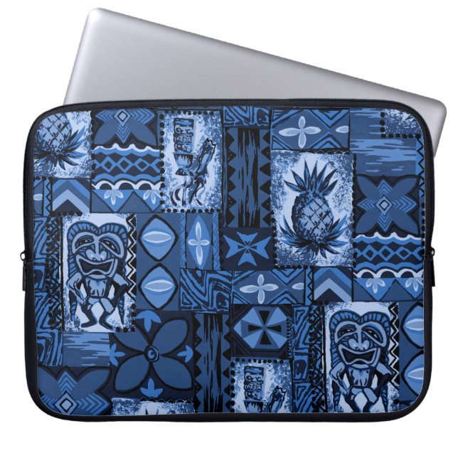 Pomaika’i Tiki Hawaiian  Tapa Laptop Sleeve (Voorkant)
