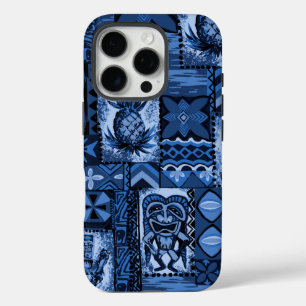 Pomaika’i Tiki Hawaiian  Tapa Navy  iPhone 16 Pro Hoesje