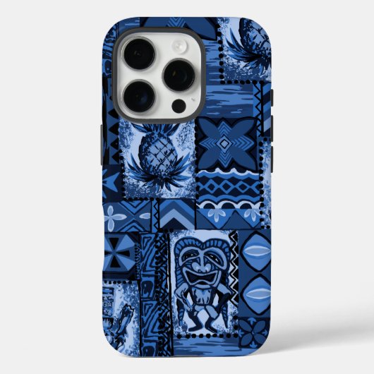 Pomaika’i Tiki Hawaiian Tapa Navy Case-Mate iPhone Case (Achterkant)