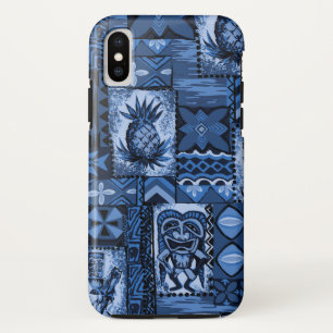 Pomaika’i Tiki Hawaiian  Tapa Navy iPhone X Hoesje