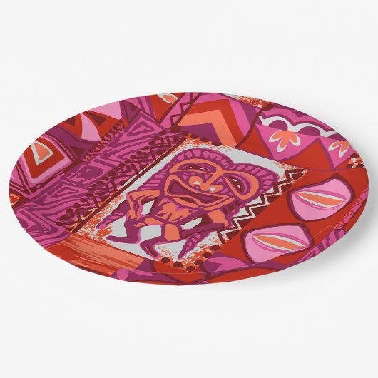 Pomaika’i Tiki Hawaiian Tapa Papieren Bordje (Gekanteld)