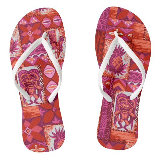 Pomaika’i Tiki Hawaiian  Tapa Teenslippers (Voetbed)