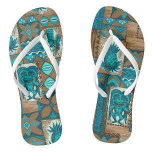 Pomaika’i Tiki Hawaiian  Tapa Teenslippers