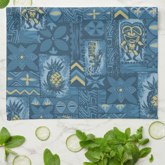 Pomaika’i Tiki Hawaiian  Tapa Theedoek (Gevouwen)