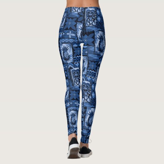 Pomaika’i Tiki Hawaiian tropische tapa Leggings (Achterkant)