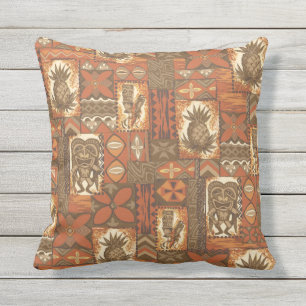 Pomaika’i Tiki Hawaiian Vintage Tapa Outdoor Buitenkussen