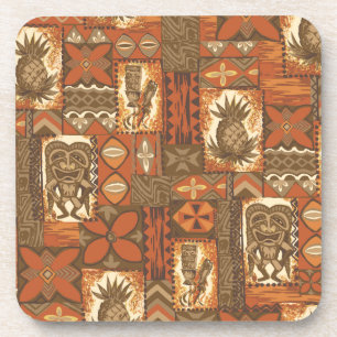 Pomaika'i Tiki Hawaiiaanse Vintage Tapa Drankjes Onderzetter