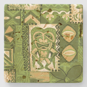 Pomaika'i Tiki Hawaiiaanse Vintage Tapa Stenen Onderzetter