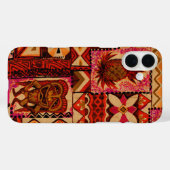 Pomaika'i Tiki Hawaiian  Tapa Faux Wood Cas Case-Mate iPhone Case (Achterkant (horizontaal))