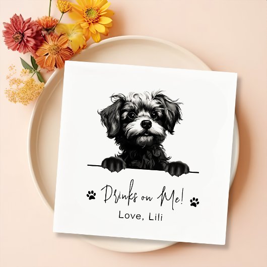 Pomapoo Dog gepersonaliseerde Drinken op mij Servet