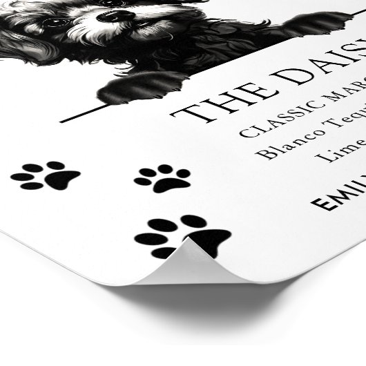 Pomapoo Hond Trouwhandtekening Drink Teken Poster (Hoek)