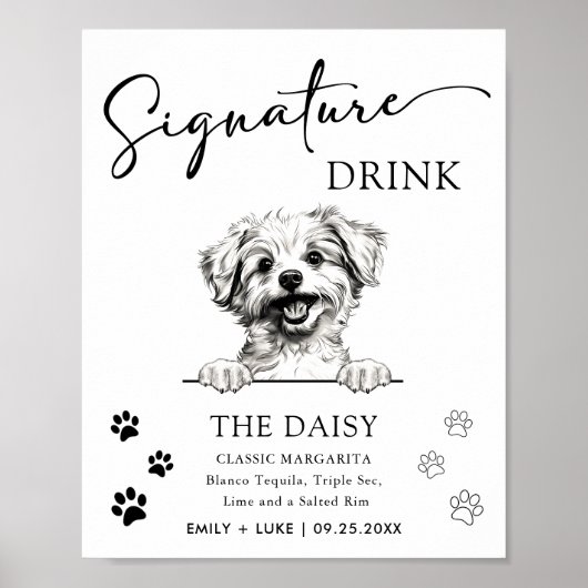 Pomapoo-hondenbruiloft Signature-drankteken Poster (Voorkant)