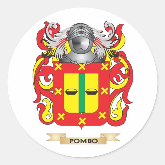 Pombo Wapen (Familie Crest) Ronde Sticker (Voorkant)