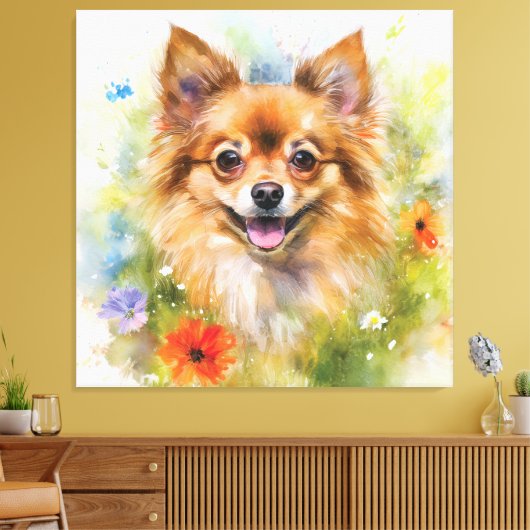 Pomchi Floral Waterverf Canvas Afdruk (Insitu (Woonkamer))