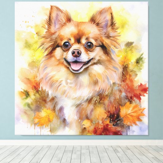 Pomchi Herfst Waterverf Canvas Afdruk (Insitu (Houten vloer))