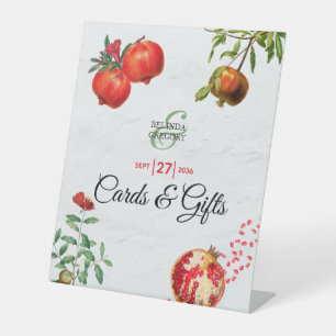 Pomegranaat Botanische mediterrane Kaarten Giften Reclamebord Met Voetstuk