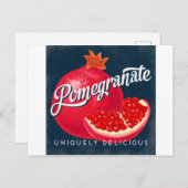 Pomegranaat Briefkaart Fruit Label Retro (Voorkant / Achterkant)