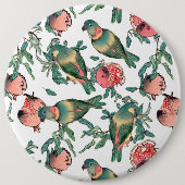 Pomegranaat en Lovevogels Ronde Button 6,0 Cm (Voorkant)