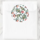 Pomegranaat en Lovevogels Ronde Sticker (Tas)