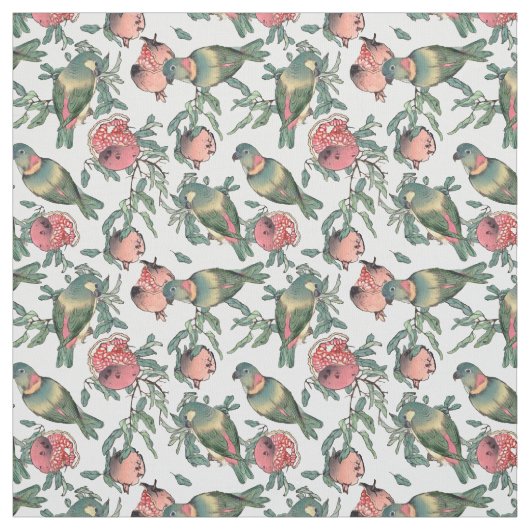 Pomegranaat en Lovevogels Stof (Swatch)