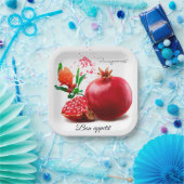 Pomegranaat en splaatstgenoemd. Waterverf illustra Papieren Bordje (Feest)