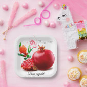 Pomegranaat en splaatstgenoemd. Waterverf illustra Papieren Bordje (Feest)
