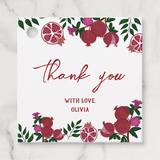 Pomegranaat Fruite Birthday Gift Bedankjes Labels (Voorkant)