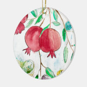 Pomegranaat rode vintage waterverf keramisch ornament (Links)